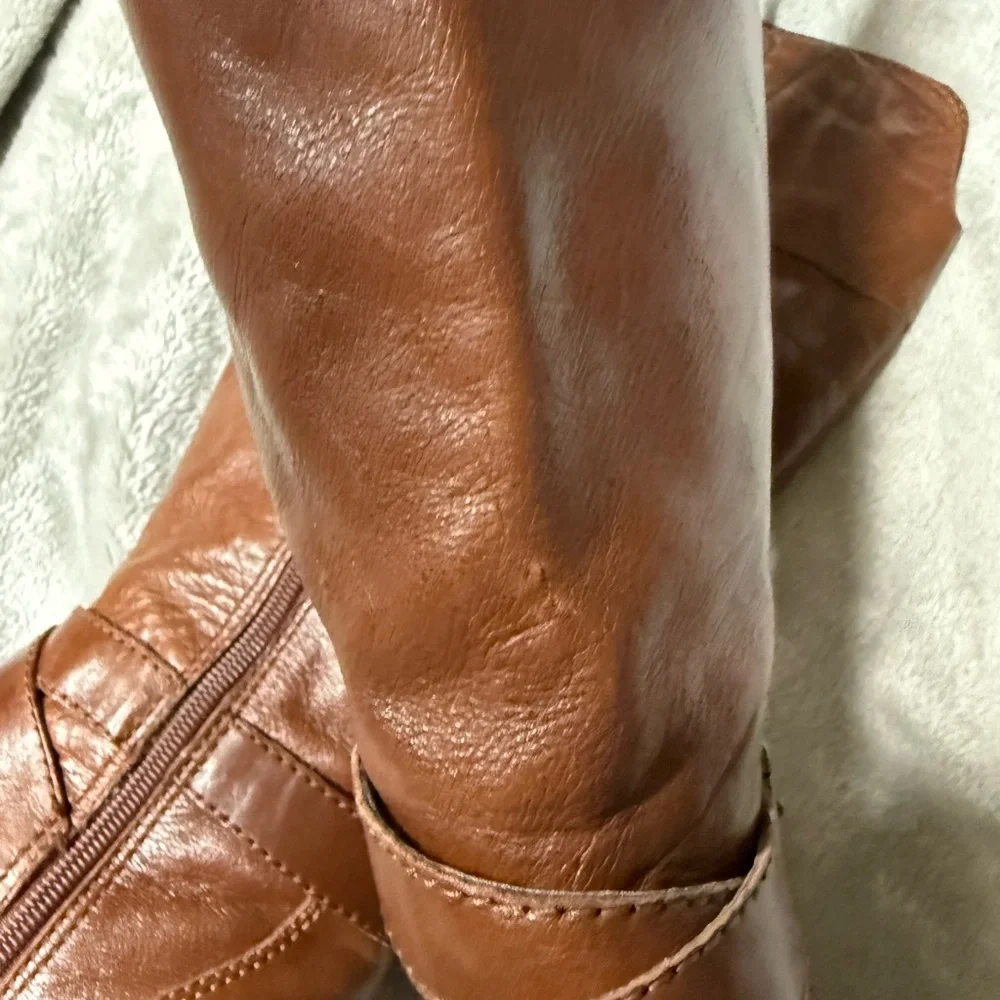 Marc Fisher Glimmer cognac leather riding boots Sz 6